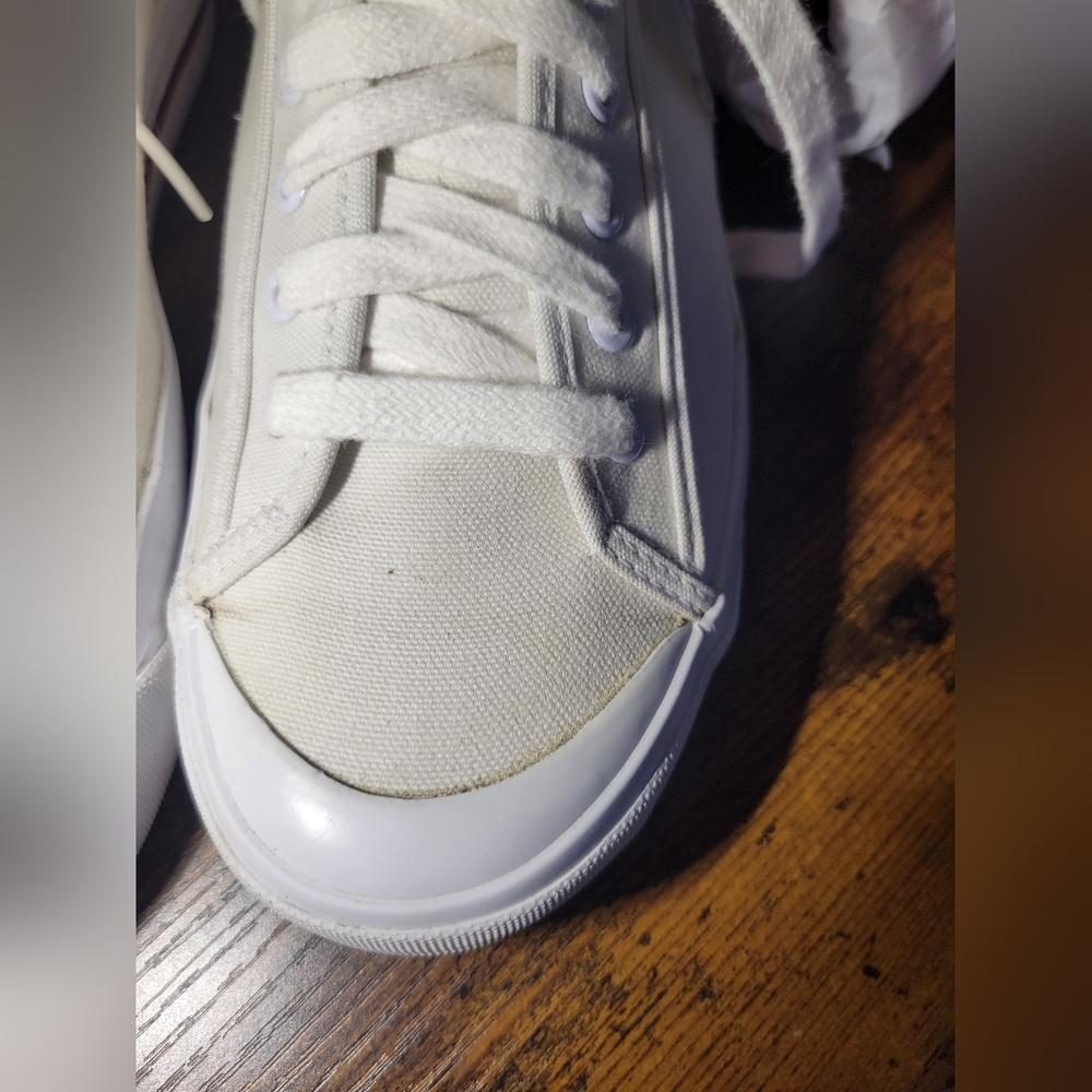 Vintage Tommy Hilfiger White canvas Sneakers women 8.5 - Picture 10 of 11